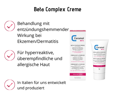 Beta Complex Creme - Ceramol - Behandlung mit entzündungshemmender Wirkung bei Ekzemen/Dermatitis und verschiedenartigen Reizungen und Entzündungen - Kosmetika - Apotheke Zaversky