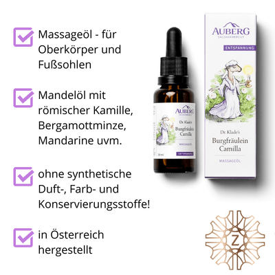 Burgfräulein Camilla - Massageöl - Entspannung - Hausapotheke - Apotheke Zaversky