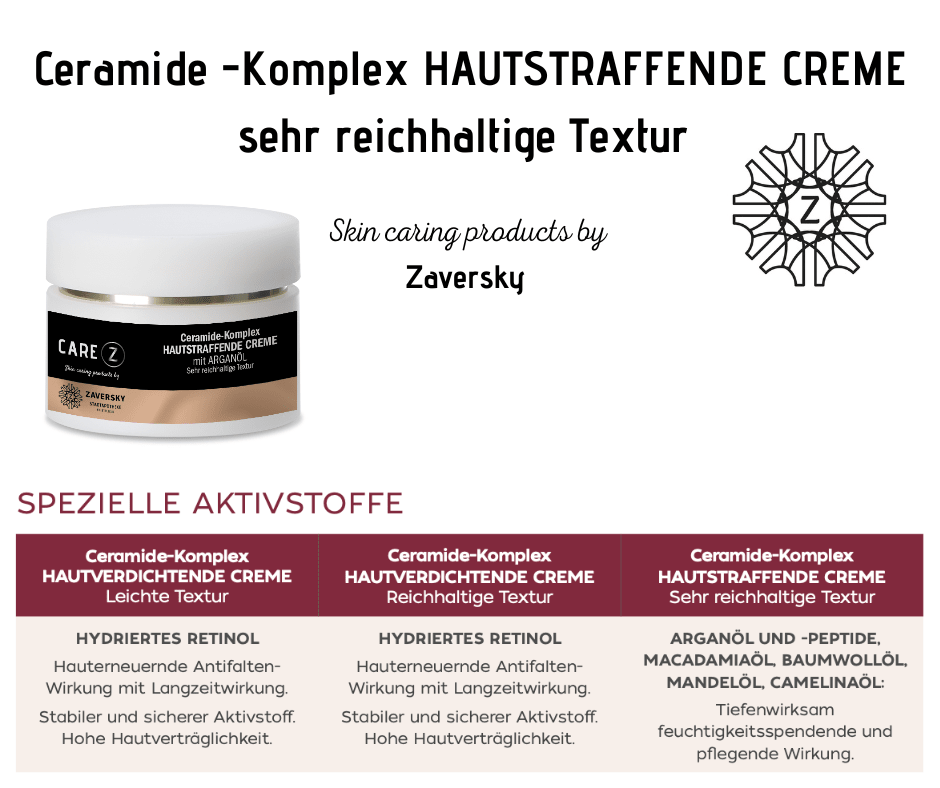 Ceramide - Komplex HAUTSTRAFFENDE CREME sehr reichhaltige Textur CareZ - Kosmetika - Apotheke Zaversky