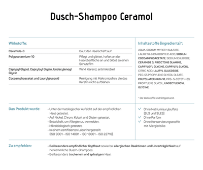 Dusch - Shampoo - Ceramol - Für die sanfte Reinigung von Haut und Kopfhaut - Kosmetika - Apotheke Zaversky