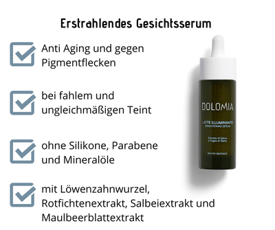 Erstrahlendes Gesichtsserum Dolomia - Anti Aging Intensivpflege gegen Pigmentflecken, strahlender Teint - Kosmetika - Apotheke Zaversky