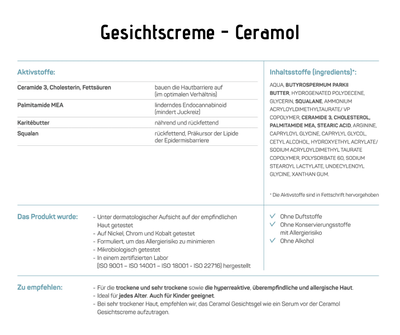 Gesichtscreme - Ceramol - nährende Gesichtscreme für trockene und sehr trockene Haut. - Kosmetika - Apotheke Zaversky