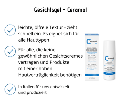 Gesichtsgel - Ceramol - Leichtes feuchtigkeitsspendendes und linderndes Gesichtsgel - Kosmetika - Apotheke Zaversky