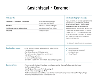 Gesichtsgel - Ceramol - Leichtes feuchtigkeitsspendendes und linderndes Gesichtsgel - Kosmetika - Apotheke Zaversky