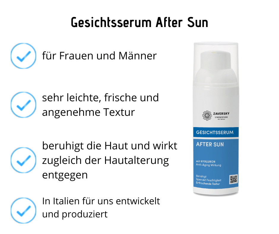Gesichtsserum - After Sun - mit Hyaluron - Anti Aging Wirkung - Kosmetika - Apotheke Zaversky