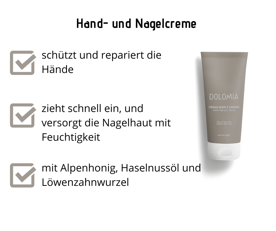 Hand - und Nagelcreme Dolomia - schützt und repariert die Hände und verleiht sofortigen Hautkomfort - Kosmetika - Apotheke Zaversky