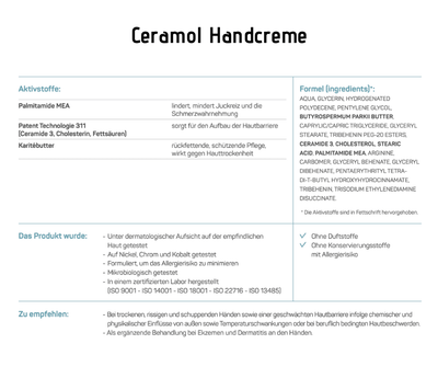 Handcreme - Ceramol - Lindernde und regenerierende Handcreme, zieht schnell ein - Kosmetika - Apotheke Zaversky
