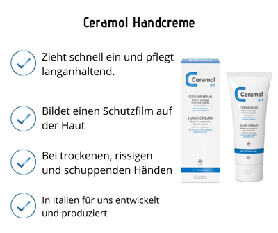 Handcreme - Ceramol - Lindernde und regenerierende Handcreme, zieht schnell ein - Kosmetika - Apotheke Zaversky