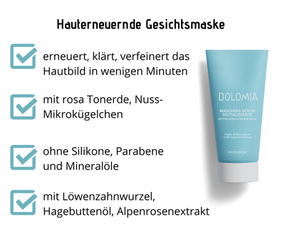 Hauterneuernde Gesichtsmaske Dolomia - erneuert, klärt, verfeinert in wenigen Minuten - Kosmetika - Apotheke Zaversky