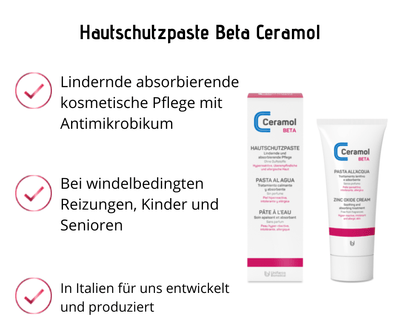 Hautschutzpaste Beta - Ceramol - Lindernde absorbierende kosmetische Pflege mit Antimikrobikum - Kosmetika - Apotheke Zaversky