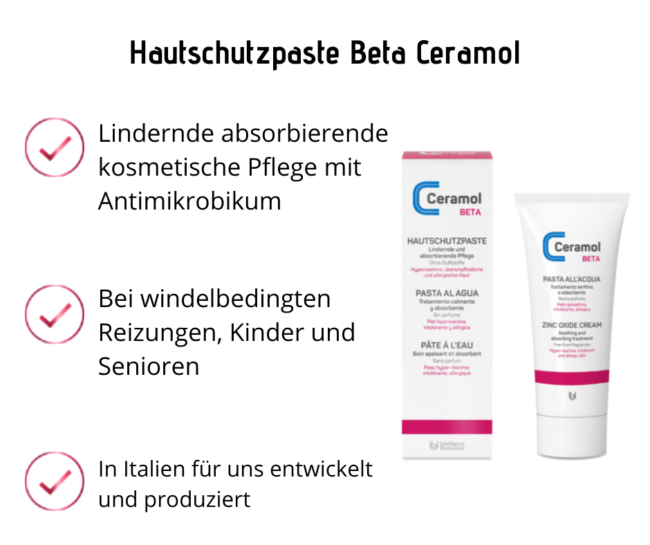 Hautschutzpaste Beta - Ceramol - Lindernde absorbierende kosmetische Pflege mit Antimikrobikum - Kosmetika - Apotheke Zaversky