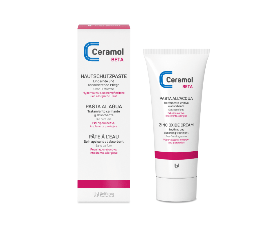 Hautschutzpaste Beta - Ceramol - Lindernde absorbierende kosmetische Pflege mit Antimikrobikum - Kosmetika - Apotheke Zaversky