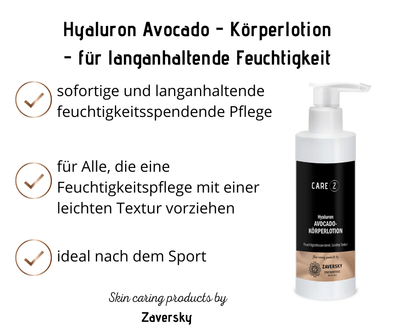 Hyaluron Avocado - Körperlotion - für langanhaltende Feuchtigkeit CareZ - Kosmetika - Apotheke Zaversky