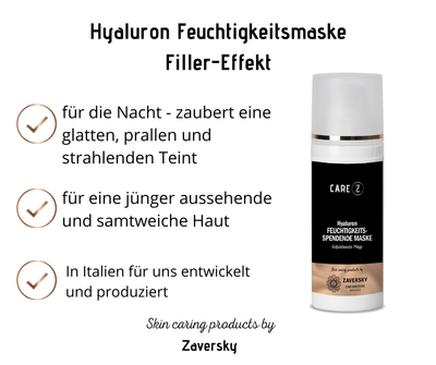 Hyaluron Feuchtigkeitsmaske - Filler - Effekt, Nachtpflege CareZ - Kosmetika - Apotheke Zaversky