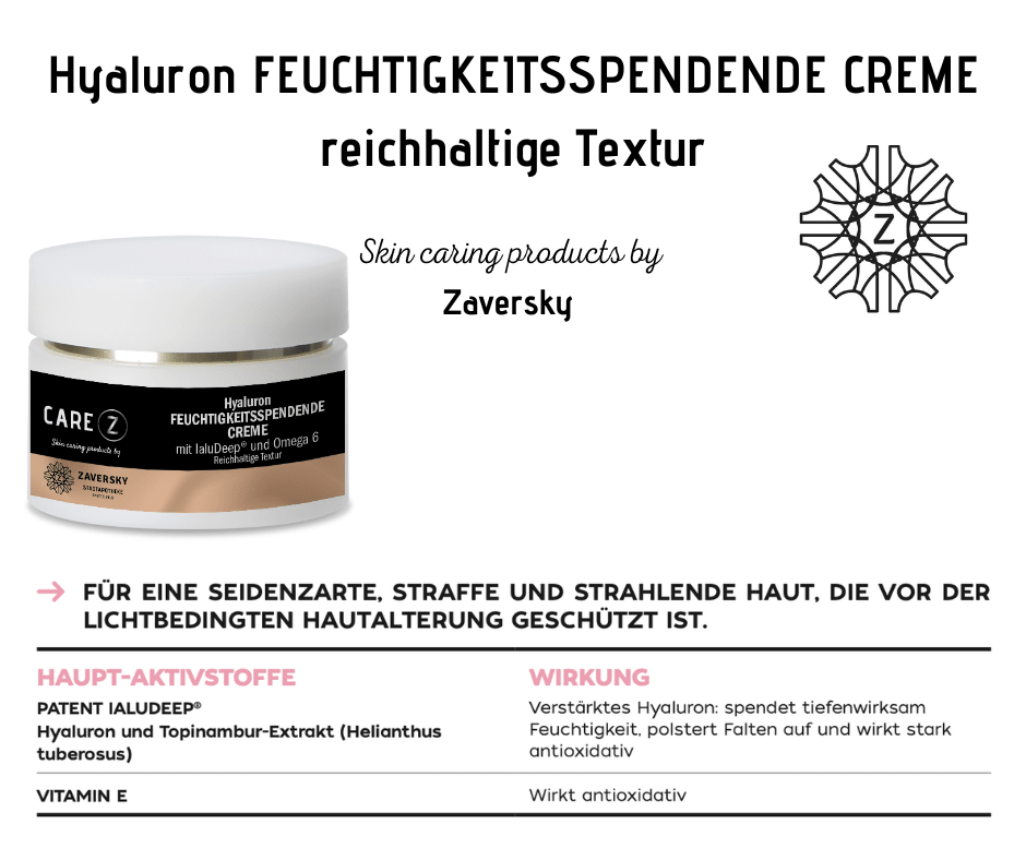 Hyaluron FEUCHTIGKEITSSPENDENDE CREME reichhaltige Textur CareZ - Kosmetika - Apotheke Zaversky