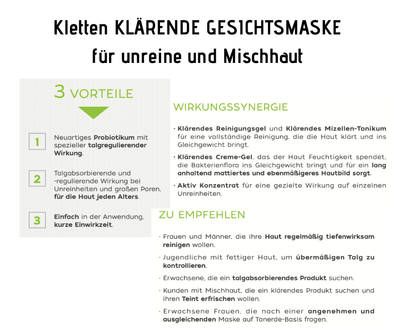 Kletten KLÄRENDE GESICHTSMASKE für unreine und Mischhaut CareZ - Kosmetika - Apotheke Zaversky