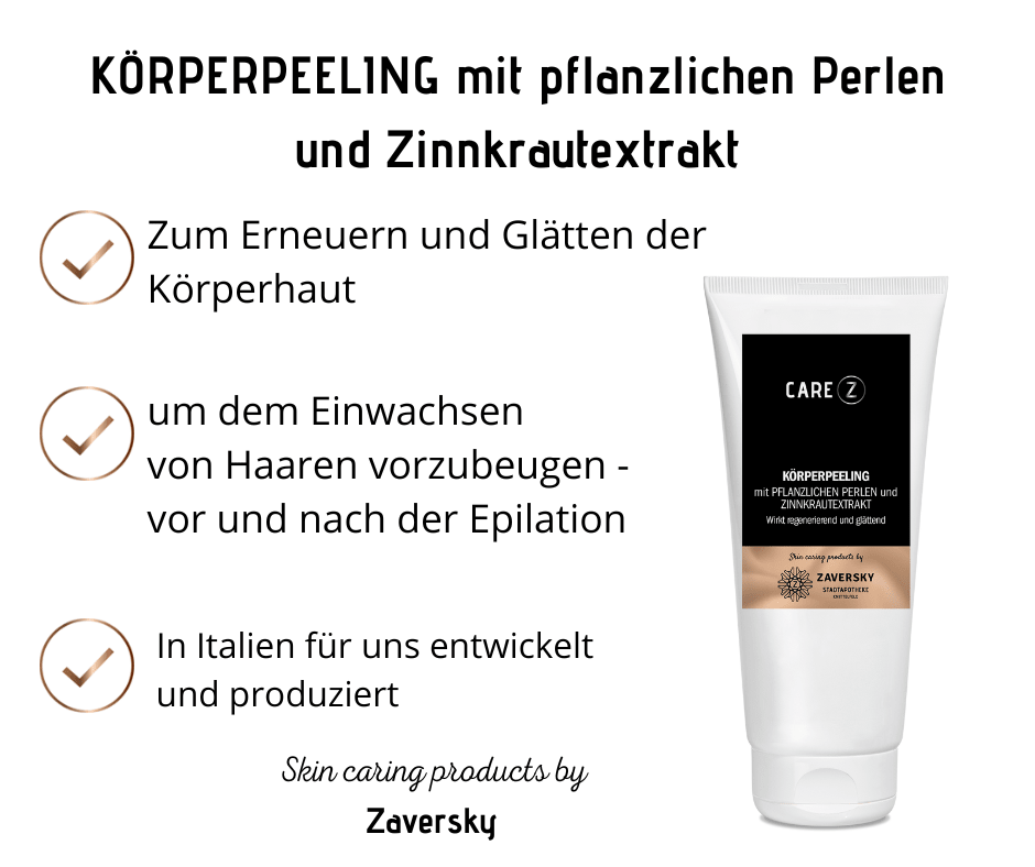Körperpeeling mit pflanzlichen Perlen und Zinnkrautextrakt - CareZ - Kosmetika - Apotheke Zaversky