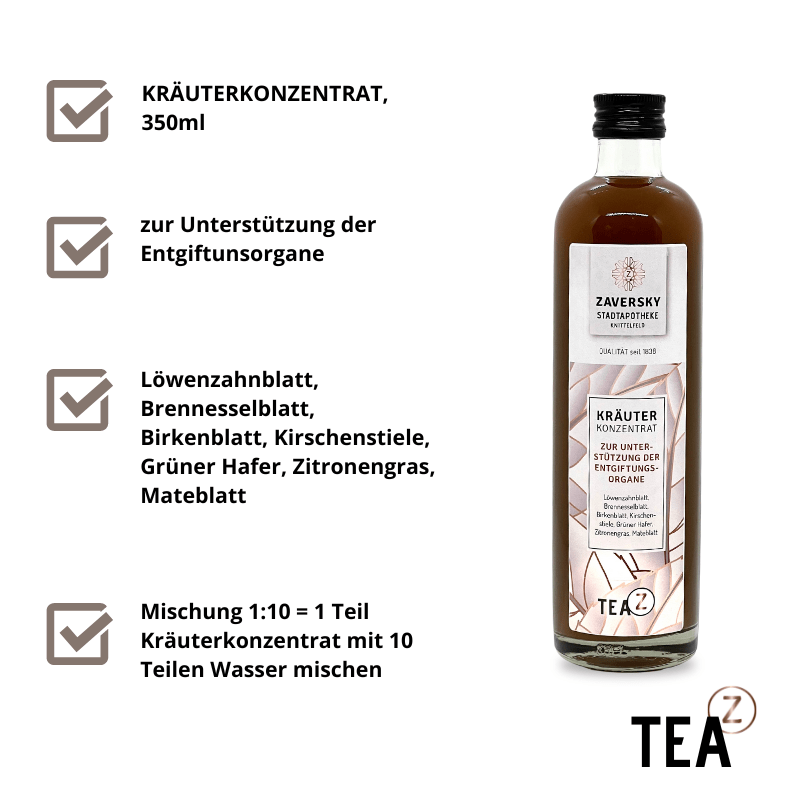 Kräuterkonzentrat - zur Unterstützung der Entgiftungsorgane - Nahrungsergänzung - Apotheke Zaversky