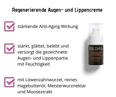 Regenerierende Augen - und Lippencreme Dolomia - stärkende Anti - Aging Wirkung - Kosmetika - Apotheke Zaversky