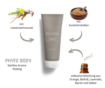 Sanftes Aroma Körperpeeling Dolomia - kräftigt und erneuert die Haut sanft, aber intensiv - Kosmetika - Apotheke Zaversky