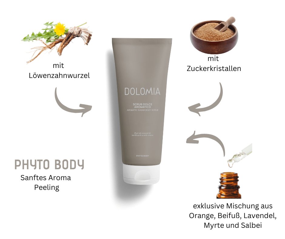 Sanftes Aroma Körperpeeling Dolomia - kräftigt und erneuert die Haut sanft, aber intensiv - Kosmetika - Apotheke Zaversky