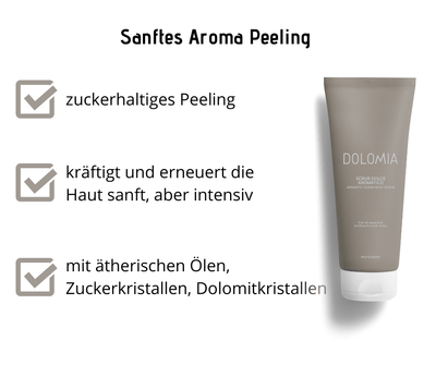Sanftes Aroma Körperpeeling Dolomia - kräftigt und erneuert die Haut sanft, aber intensiv - Kosmetika - Apotheke Zaversky
