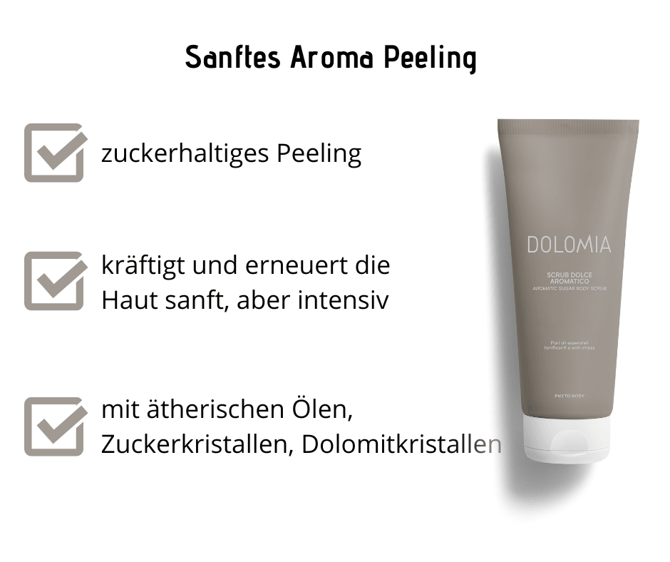 Sanftes Aroma Körperpeeling Dolomia - kräftigt und erneuert die Haut sanft, aber intensiv - Kosmetika - Apotheke Zaversky