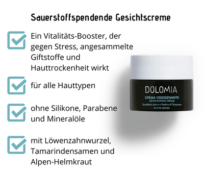 Sauerstoffspendende Gesichtscreme Dolomia - frische belebende Tagespflege, regt die Entgiftung an - Kosmetika - Apotheke Zaversky