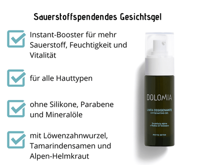 Sauerstoffspendendes Gesichtsgel Dolomia - mehr Sauerstoff, Feuchtigkeit und Vitalität - Kosmetika - Apotheke Zaversky